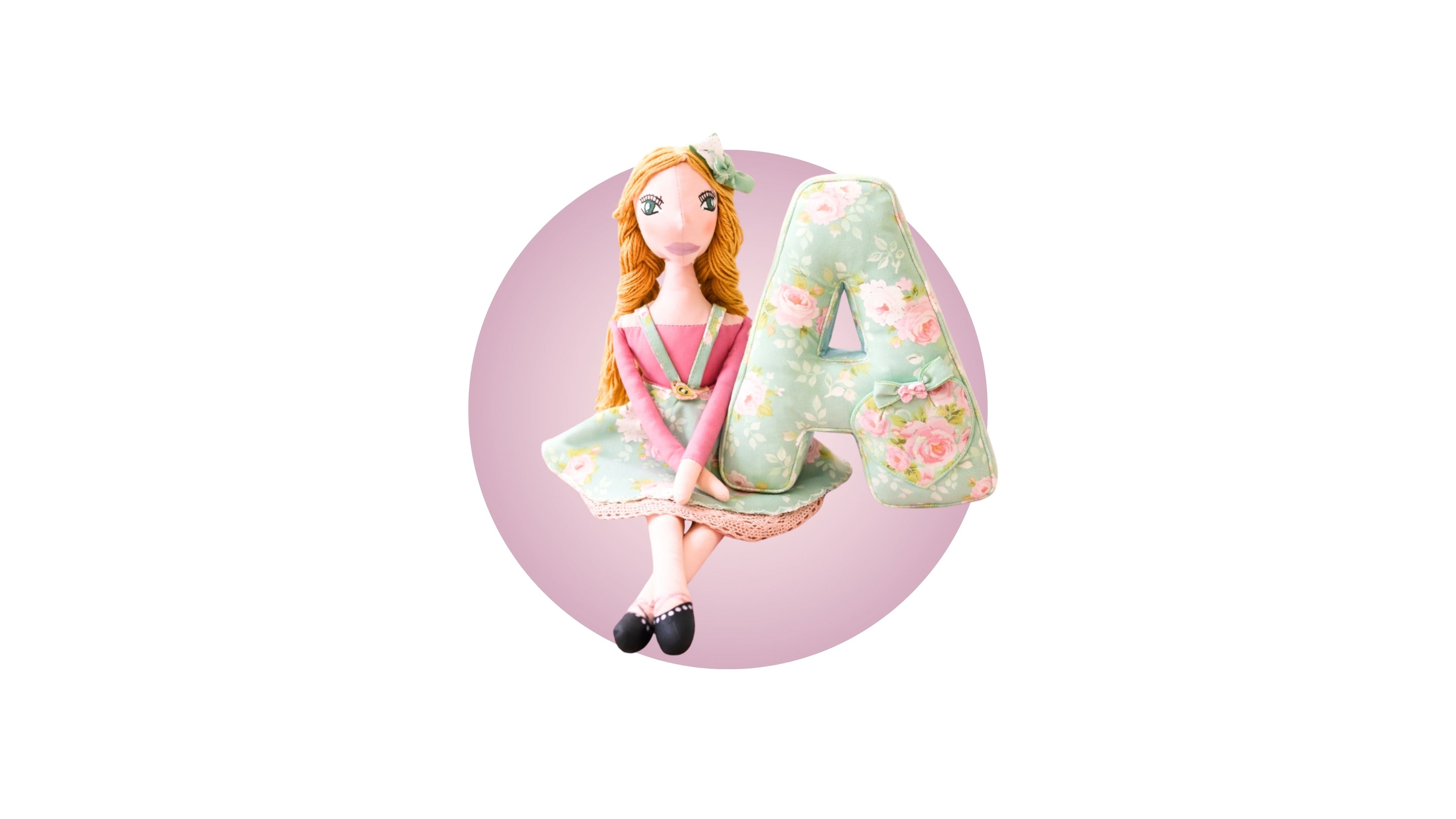 Handmade fabric doll Fairy tail with 3D personalised soft letter