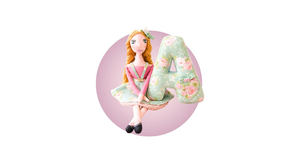 Handmade fabric doll Fairy tail with 3D personalised soft letter