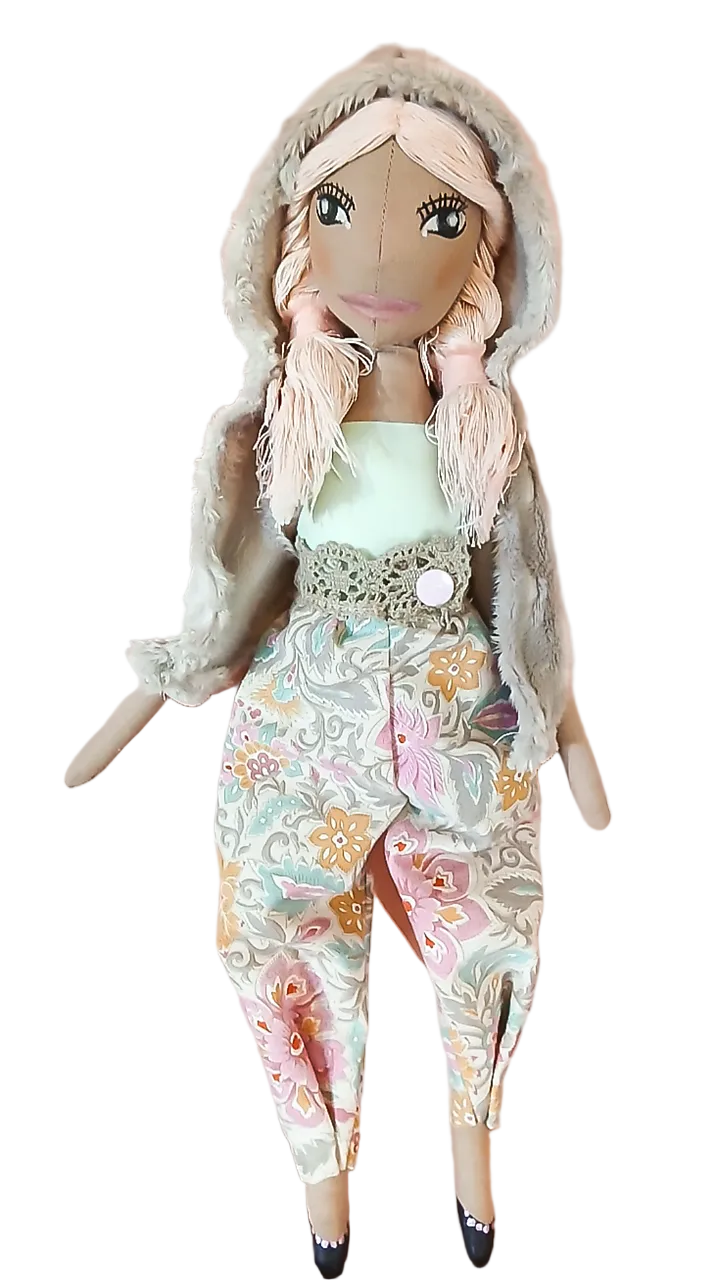 Handmade fabric doll Pink