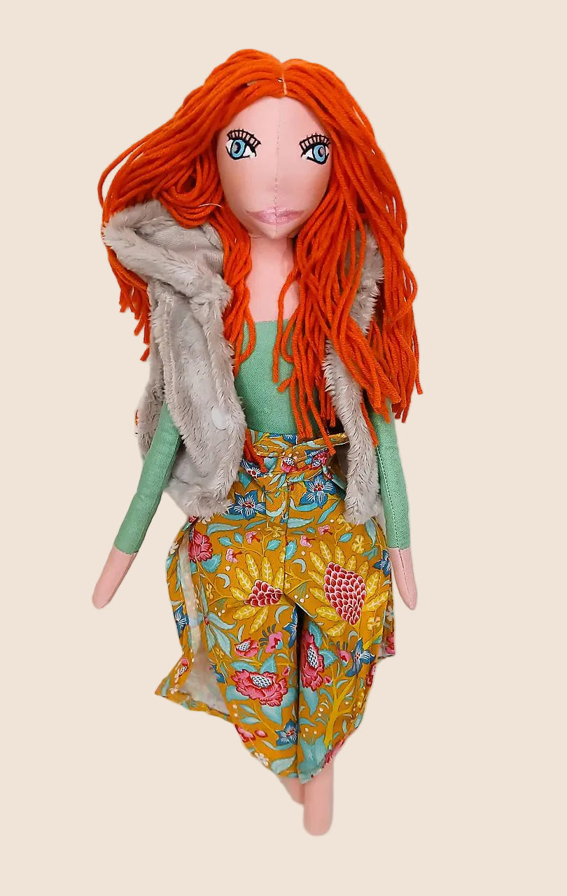 Handmade fabric doll RedRose